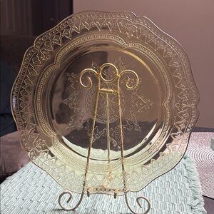 Vintage Amber Federal Glass Patrician/Spoke 11" Round Notched Plate